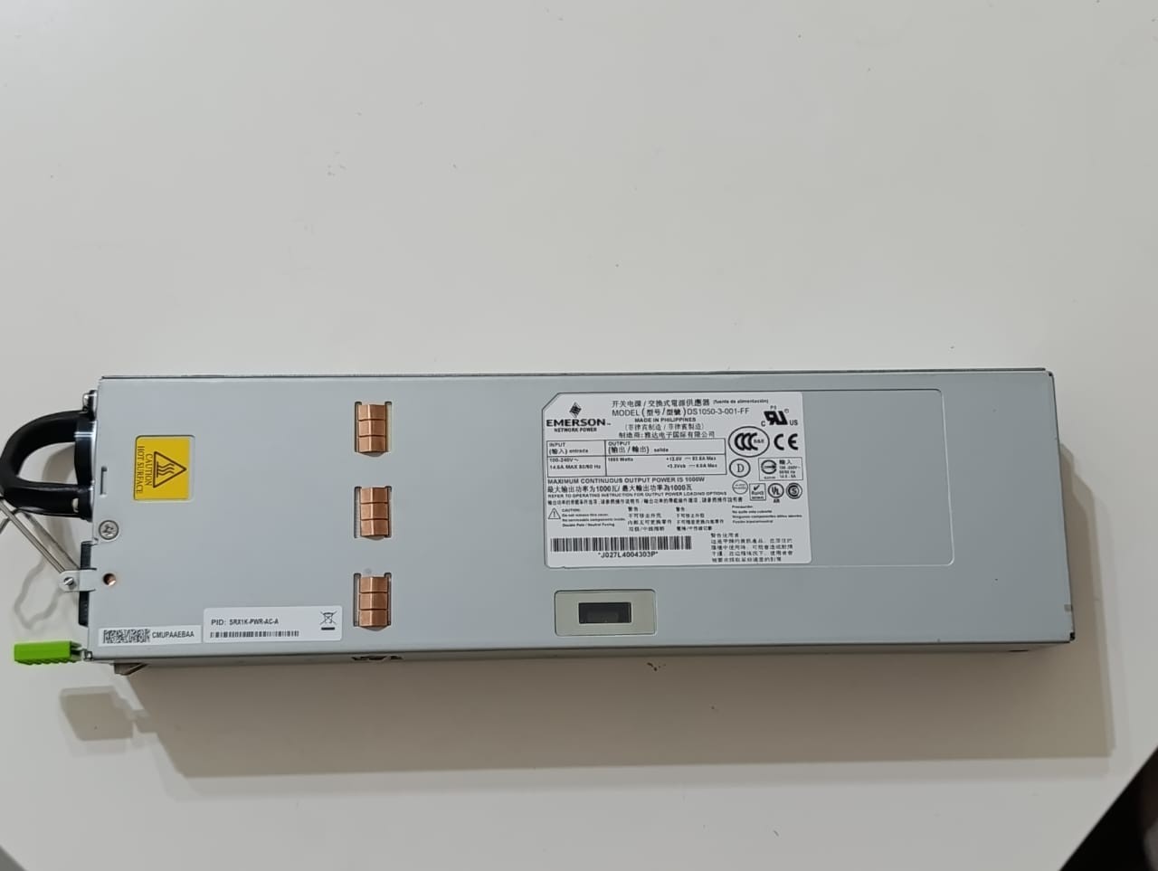 Juniper/Artesyn DS1050-3-001-FF 1000W P/W POWER SUPPLY: SRX1K-PWR-AC-A functional...